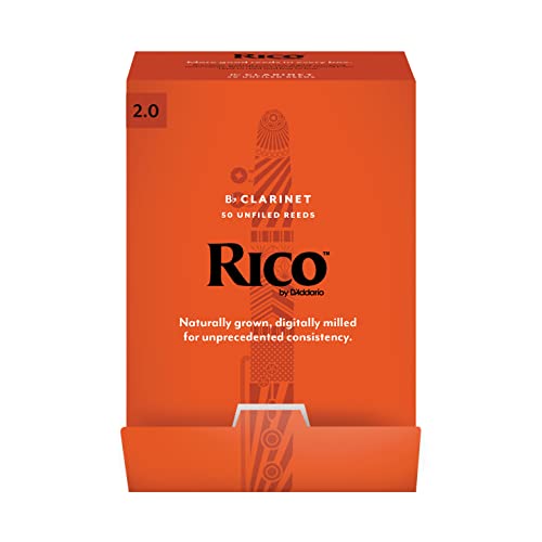 Image of D'Addario Woodwinds, Rico Bb Clarinet Reeds, RCA0120-B50, Strength 2.0, 50-pack