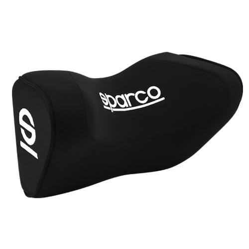 Image of Sparco Neckrest Pillow Universal Comfortable Head-Rest Neck-Rest Pillow Adjustable Cervical Universal 1 piece (Black)