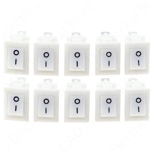 Interruptor de botón blanco de 2 pines SPST KCD11 balancín 10x15mm