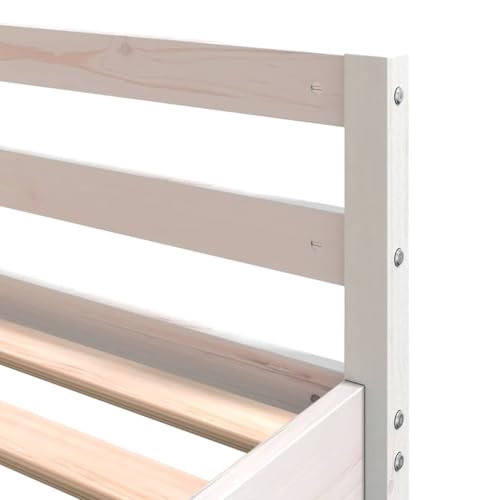 Vidaxl Letto Soppalco Scrivania E Scala Bianco 160X200Cm Massello Pino, Letto A Soppalco Con Scrivania, Letto A Mezza Traversa Per Bambini, Struttura Letto A Soppalco - 4