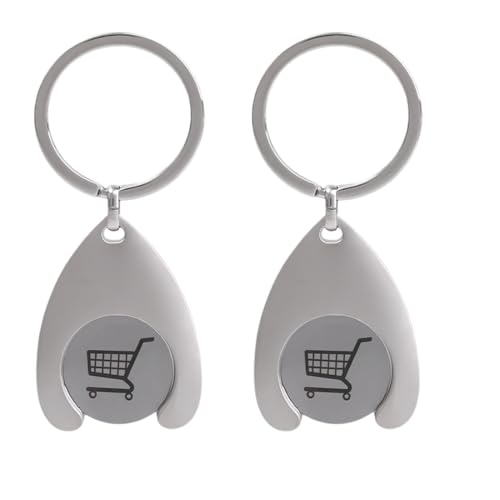 KEQAR 2 Pcs Jetons de Caddie Porte-clés, Jeton de Caddie en Métal, Alliage de Zinc (Argent)