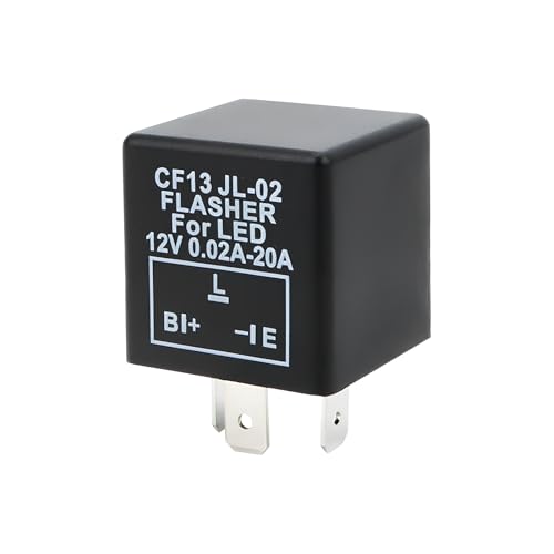 YYTQP CF13 LED Electronic Flasher Relay, 12V 3 Pin 0.02A-20A Motorcycle Turn Signal Adjustable Flasher, JL-02 EP34 Turn Signal Bulbs Fix Hazard Warn Hyper Blink Flash (Fixed)