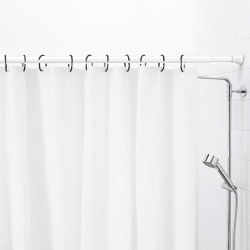 Image of AIZESI Spring Tension Rods Adjustable Tension Curtain Rod Small Tension Rod No Drilling Expandable Spring Loaded Curtain Tension Rod?White,45 inch to 77 inch-2Pcs)