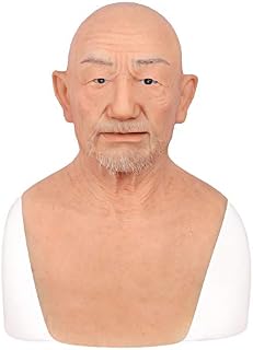ZRB Silicone Elderly Male Head Mask Lifelike Face Soft Flexible Handmade Fully Enclosed