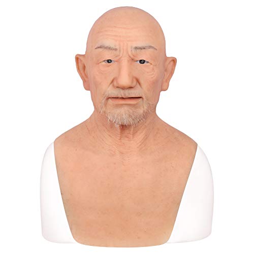 ZRB Silicone Elderly Male Head Mask Lifelike Face Soft Flexible Handmade Fully Enclosed