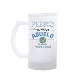 Kembilove® Jarra de cerveza abuelo personalizada con nombre | regalo original para el mejor abuelo del mundo | detalle emotivo y divertido para cumpleaños, navidad o día del padre | jarra opaca 500 ml