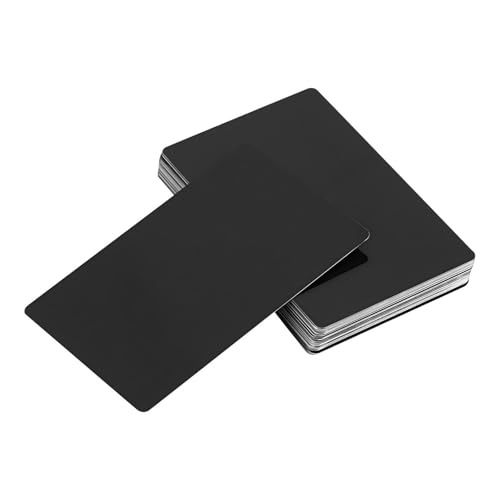 VIFERR Metal Business Cards,Impressive Business Cards Personalised 50Pcs Aluminium Blanks Name Card Engraving Mark Card Custom Business Visiting Name Tags for House Customer DIY VIP Tags(Black)