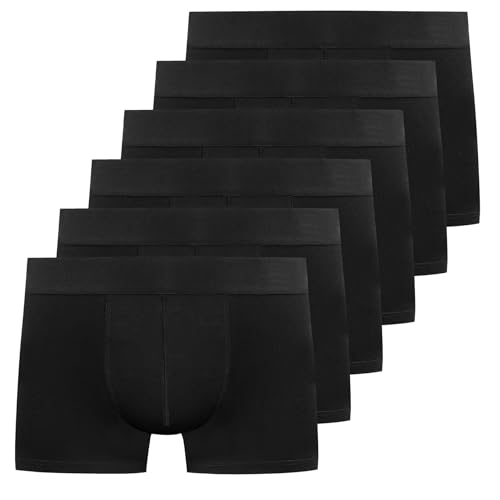 YouShow Lot de 6 Boxers Homme Coton, Caleçon pour Homme, Confortable et Doux, Ceinture Élastique, Stretch Ajustés sans Étiquette, L Noir ×6