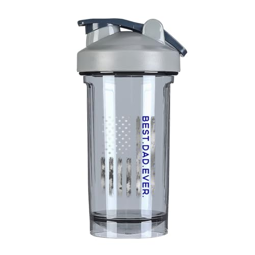 Vintage Best Dad Ever America Flag 18 Ounce Shaker Bottle Drink Mixer Leak-proof Pre Workout Protein Shakes Meal Replacement Shakes Bottles 500ML/18 Oz Gray