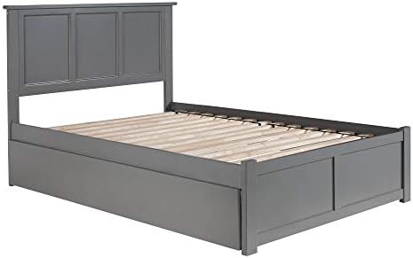 AFI Madison Full Platform Bed with Flat Panel Footboard and Turbo Charger with Twin Size Urban Trundle in Grey