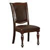 BOWERY HILL 19 Transitional WoodFaux Leather Side Chair in Cherry Set of 2