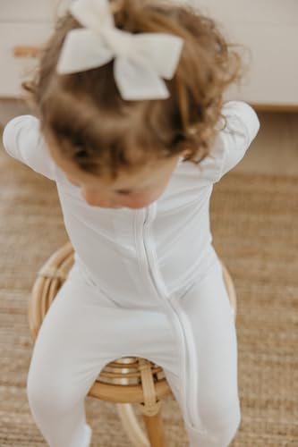 Image of Copper Pearl Zip-Up Footie Baby Pajamas - Soft Newborn Onesies for Boys & Girls, Tag-Free with Two-Way Zipper Baby Sleepers for Newborn - 24 Months, Dove