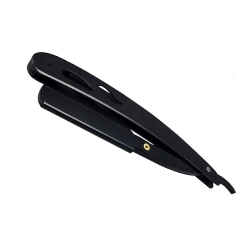 SHERCHPRY Maquinilla de Afeitar Manual Inoxidable para Profesional Barberías y Salones de Negro
