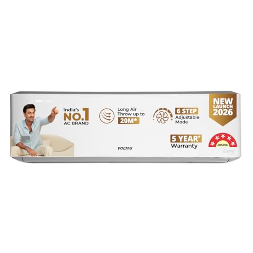Image of Voltas 1.5 ton 5 Star, New star rated, Inverter Split AC (Copper, Convertible 6-in-1 Cooling Modes, Auto Clean, Sleep Mode with Hidden Display, Memory Restart (185INV VENUS LUXE, White)