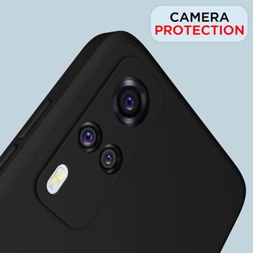 Image of Outlouders Back Cover for Vivo Y31 / Y51A / Y51 / Y51i | Camera Protection | Durable Soft Matte Silicone Bumper Case (Black)