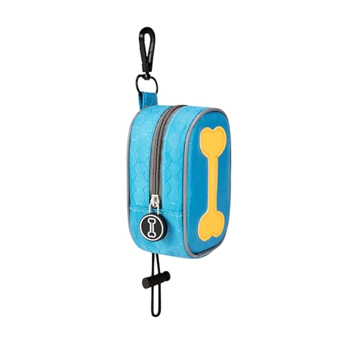 Image of Dog Poop Bag Holder with Stylish Fashion Print - Poo Bag Dispenser and Carrier for Leash Attachment,Blue Bone,Medium