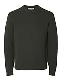 Col ras du cou côtelé SELECTED HOMME Pull Sweat-Shirts Ras de Cou Deep Forest L Deep Forest L