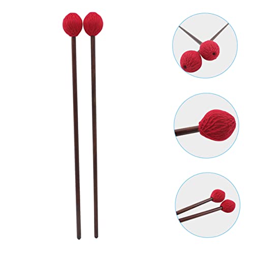 1 par de baquetas para marimba con mango rojo para práctica de tambor de lengüeta, baquetas suaves de hilo para principiantes y profesionales miniatura 5
