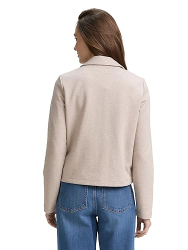 Tom Tailor Damen 1047589 Regular Fit Jacke Mit Reißverschluss, 38330 - Soft Taupe Melange, M EU – Ansicht 3
