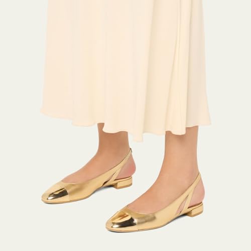 Tang'scuisins Women Casual Splice Closed Round Toe Hollow Flats Low Block Heels Pumps Slip on Slingback Sandals Stylish Dressy Daily Wear Party Working Shoes Size 4-16 US4