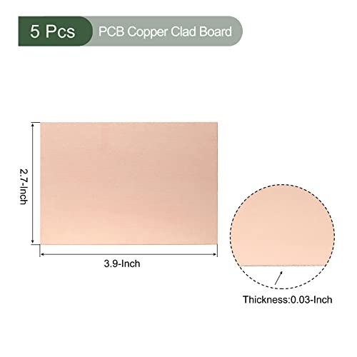 YOKIVE 5 Pcs PCB Copper Clad Board, FR4 Double-Sided Blank Circuit Boards, Great for Electronic Hobbies Etching - Image 2