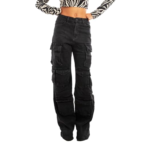 Jeans cargo femme taille haute idéal pour vos sorties urbaines décontractées