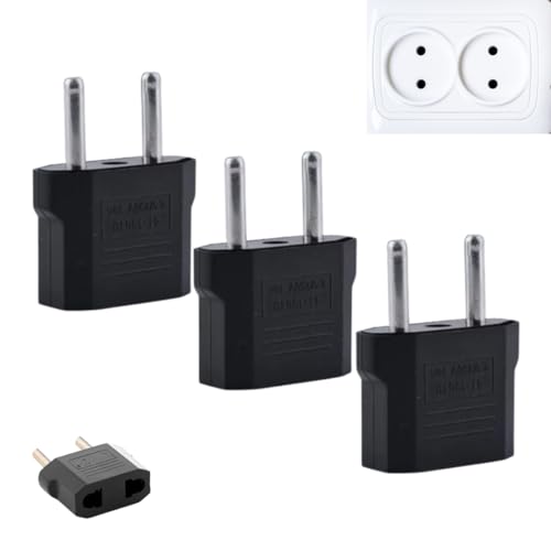 Image of Hi-Plasst Europe 2-Pin to India (3 Pieces) Travel Adapter (6A, 250V) - EU Power Plug Converter for Europe & Indian Sockets | 2pin Black - Works in China, France, Italy, Spain & India (Pack of 3)