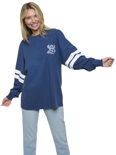 Disney Stitch Womens Long Sleeve Jersey Oversized Crewneck Shirt2