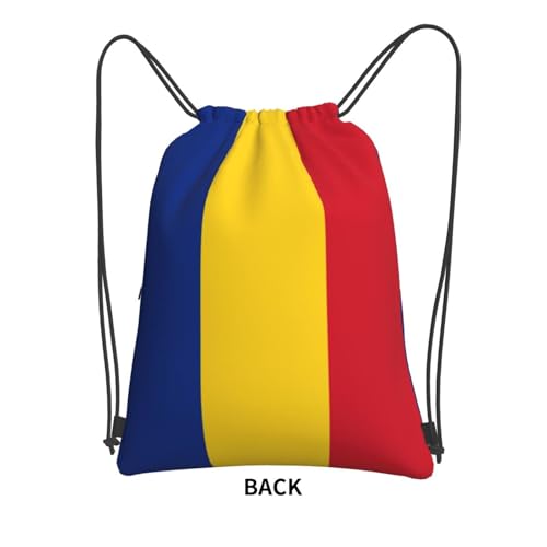 Flag of Romania Drawstring Backpack Patriotic zipper Drawstring Bag for Men Women Sport Yoga Travel Gym2
