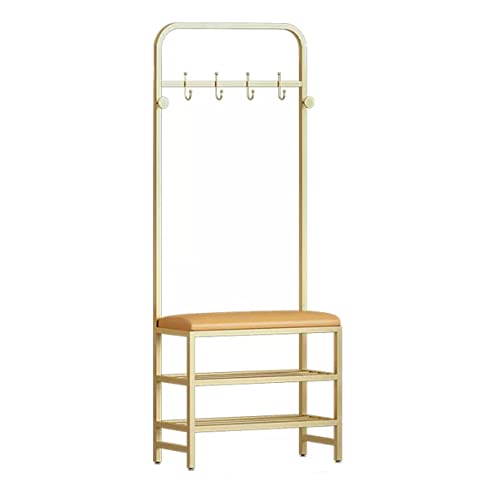GXXINGIN Exquisito Perchero con riel para Ropa, Perchero con Zapatero, Perchero 3 en 1 con Almacenamiento para la Entrada, Muebles Decorativos de Metal Blanco, 80 x 25 x 170 cm