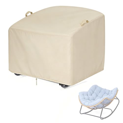 Iptienda Outdoor Papasan Rocking Chair Cover Waterproof,Beige-41x45x31in