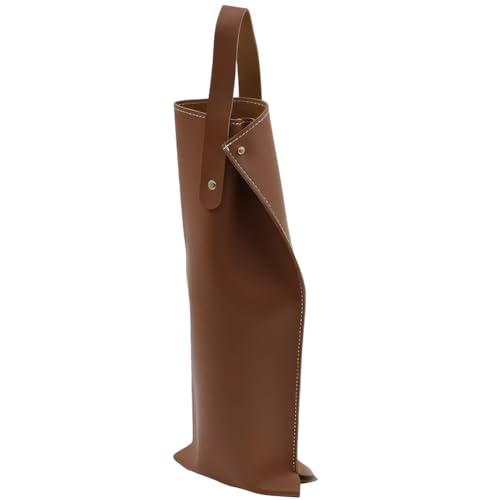 CALFOVERA Reusable PU Leather Wine Bottle Holder Single Bottle Wine Protective Tote Bag Dark Brown Champagne Gift Carrier Portable Leather Beer Gift Bag with Handles for Wedding Gathering Picnic Party