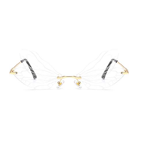 Image of ENTHYI Dragonfly Wing Shape Sunglasses for Women /Men Frameless Irregular Glasses Shades Party Sun Glasses