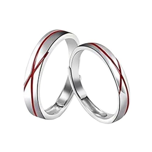 Bague de fiançailles argent rouge 925 gravée pour un amour éternel