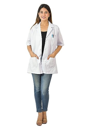 Image of Presents Unisex Cotton Half Sleeves Doctor Coat With Three Pockets (Pack Of 1)