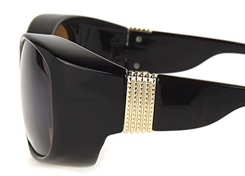 Dioptics / Solar Shield Polarized Oval Fits Over Sunglasses AZT- FO-029, Glossy Black frame, Smoke lenses Large, FO-029 BLK2