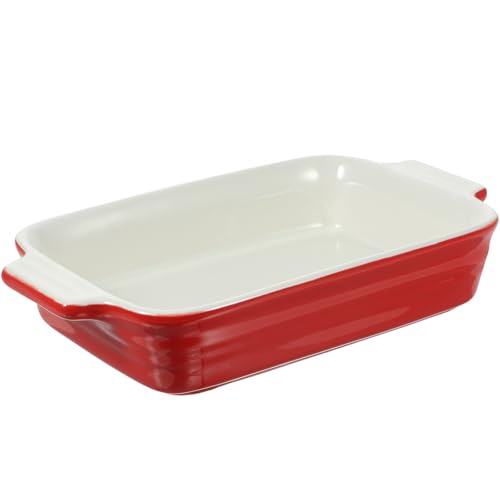 PAMINGONO Recipiente de Cerámica para Hornear Dos Asas Bandeja Multiusos para Arroz y Queso al Horno Apto Microondas Color Aleatorio Tamaño Rectangular Utensilio Cocina Color Aleatorio