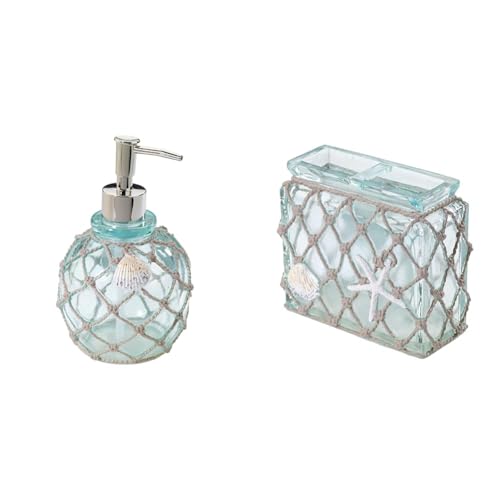 Avanti Seaglass Collection Soap Dispenser, Toothbrush Holder & Beach Inspired