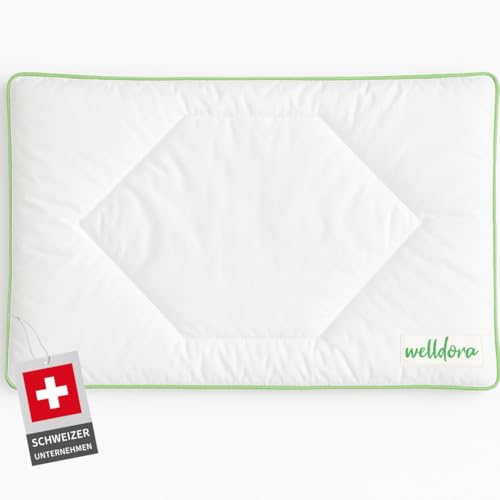 Welldora Kinderkissen 40x60 cm – flaches Kinderkissen (1–6+ Jahre), antibakteriell & antiallergisch, 100% Baumwollbezug, Oeko-TEX® Zertifiziert,...