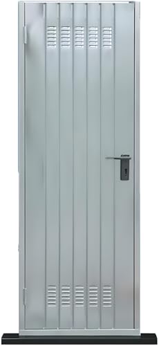 Porta da Cantina in Acciaio Zincato Reversibile con Maniglia e Cilindro - Porta Multiuso per Garage, Cantina in Acciaio, Sicurezza e Durabilità. (80 x 200 cm)