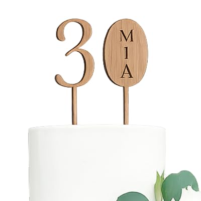 Personalised Wooden Birthday Cake Topper with Name and Age/Natural Party Decor / 30th 40th 50th 60th 70th 80th 90th 100th Birthday FK3