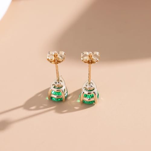 FANCIME 14k Solid Yellow Gold Pear Stud Earrings Prong Cluster Stud Earrings Natural/Created Gemstone Jewelry Gifts for Her Mom Women Wife,Gemstone Size 5 * 7mm4