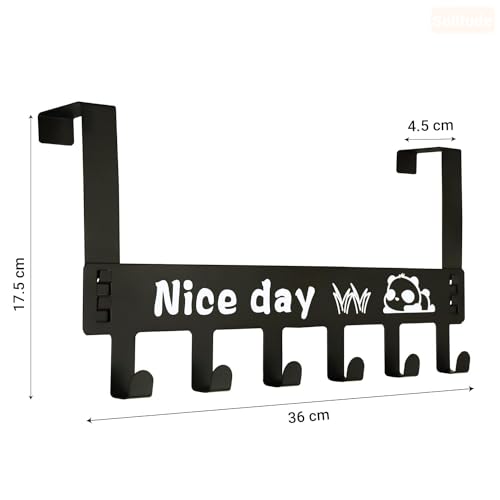 Solitude Heavy Duty Carbon Metal Over Door Hanger for Cloths, Drill Free Door Hanging Hooks for Bathroom, Bedroom, Kitchen | Scarf, Coat, Towel Holder | Removable Door Hanger, Carbon Steel (1 Piece)