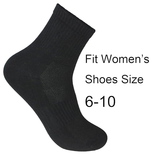 Image of Womens Anti Odor Seamless Breathable Moisture Wicking Cotton Ankle /Crew Running Hiking Dress Socks,Size 6-10
