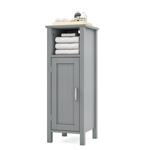 HAPPYGRILL Bathroom Floor Cabinet, Narrow Organizer Console Table Nightstand w/Adjustable