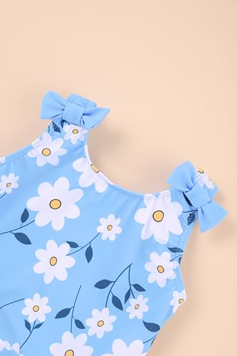Image of oklady Toddler Swimsuit Girls One Piece Ruffled Girls Bathing Suit Bow Strap Swimwear Size 12M-4T