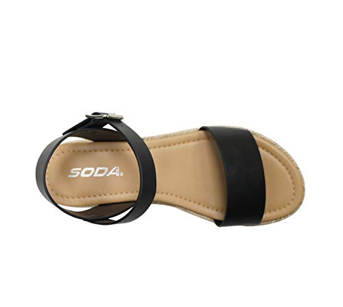 Soda Clip ~ Women Open Toe Ankle Strap Platform Espadrille Sandal (Black, Us_Footwear_Size_System, Adult, Women, Numeric, Medium, Numeric_8) #TOP4