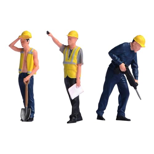 Personnages détaillés en résine supérieure pour scènes miniatures et décoration - 3 ouvriers