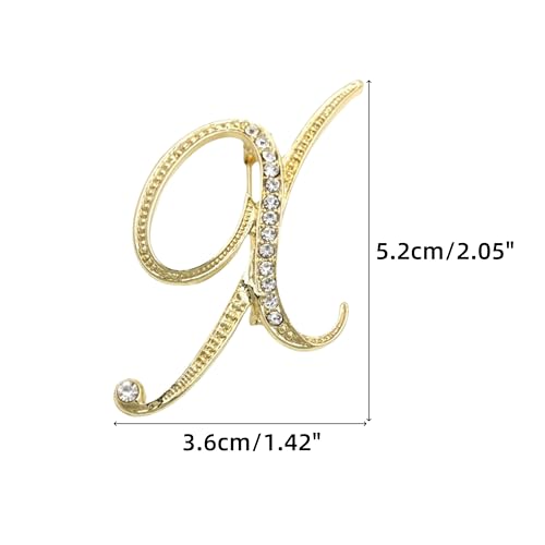 Image of Rhinestone Initial Brooch Pin for Women, Alphabet Gold Letter Brooch A-Z with Crystal, Metal Pin for Hat Bag Dress Suit Accessory for Men