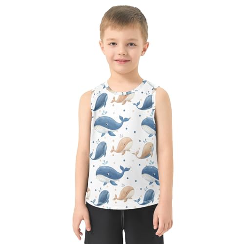 J JOYSAY Cartoon Whale Polka White Boys Tank Top Sleeveless Muscle Shirts Quick Dry Kids T-Shirts 3-15T2